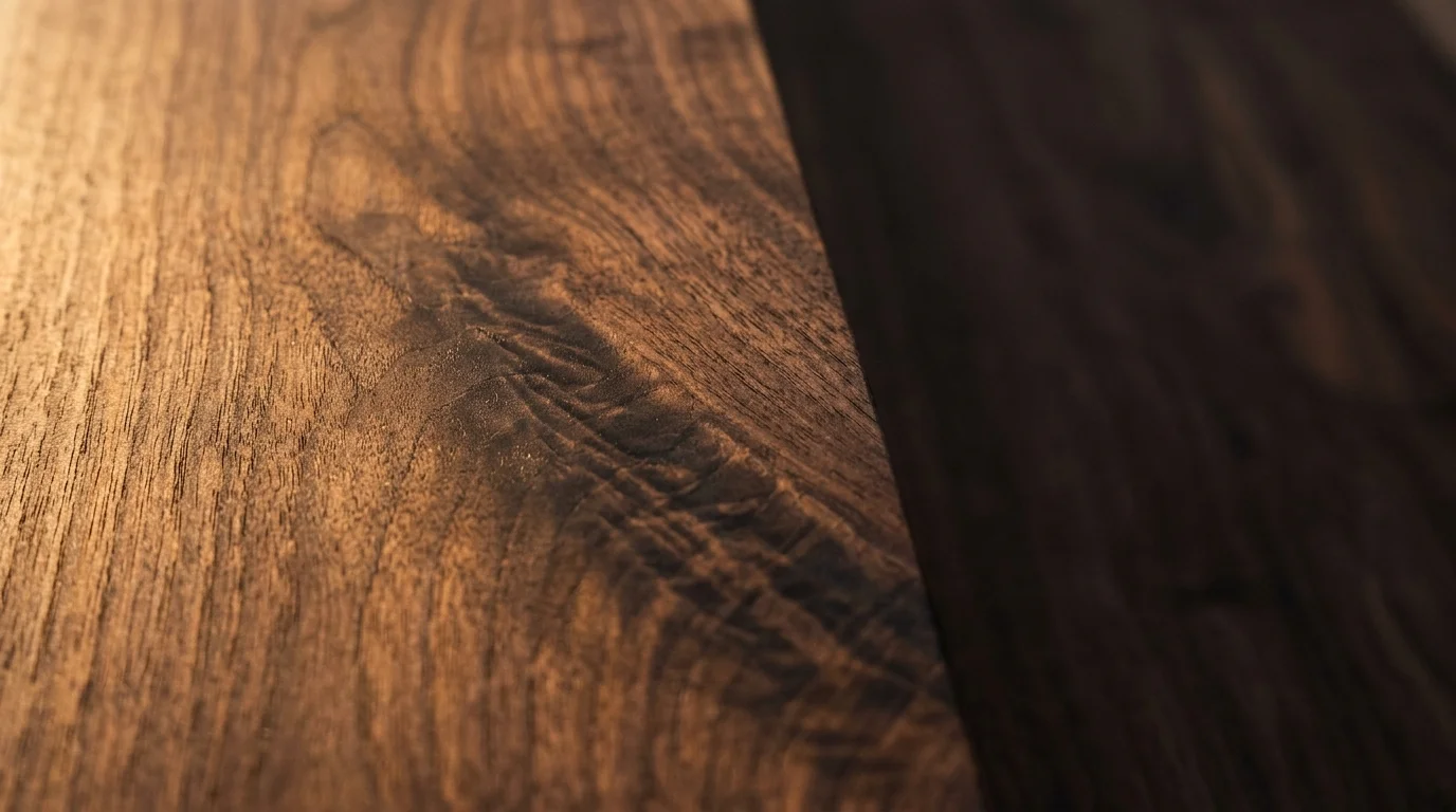 Walnut wood grain, hand-planed